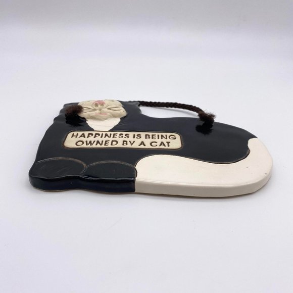 1990s Cat Wall Decor Sign - "Happiness is being owned by a cat" - Picture 2 of 4